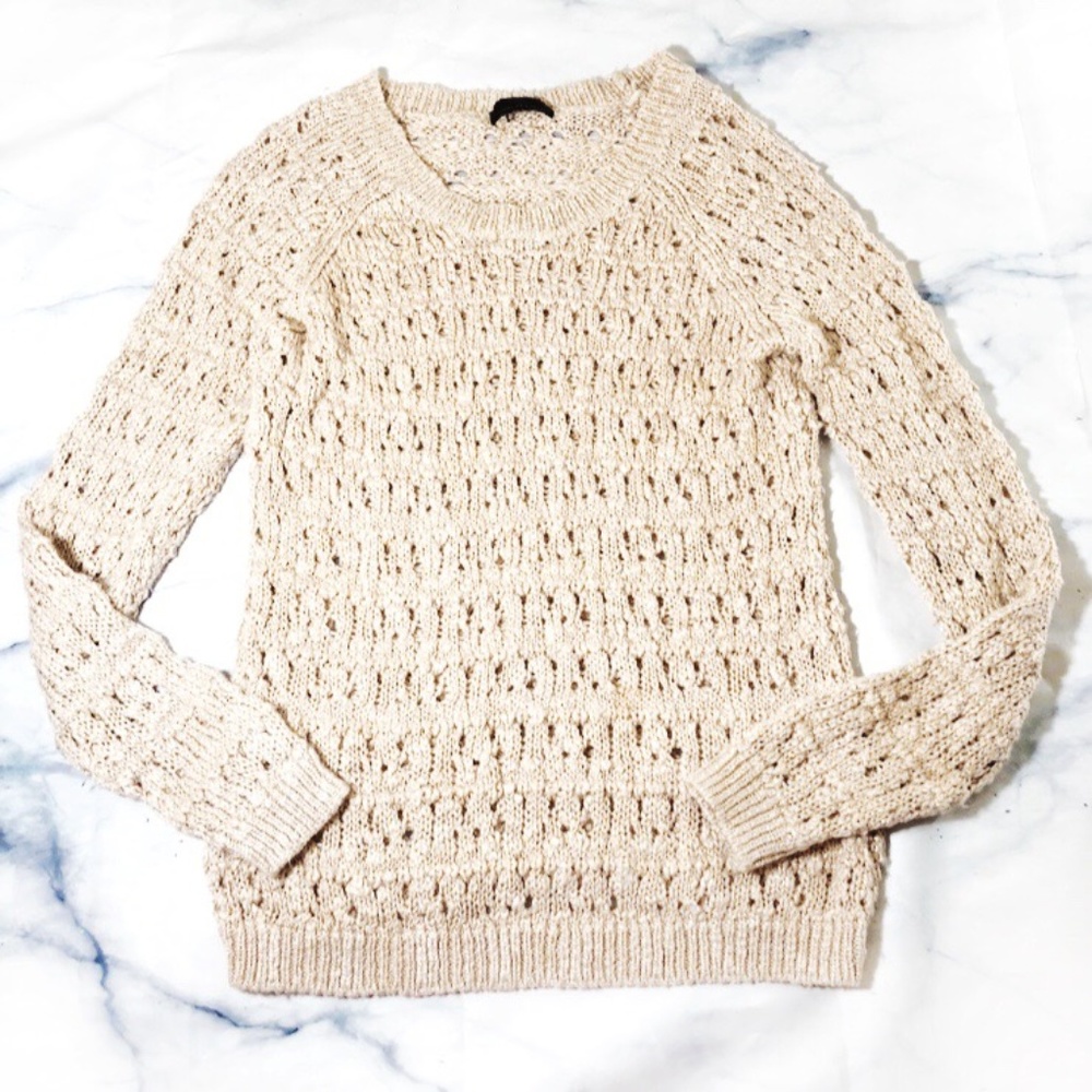 I Jeans by Buffalo Metallic Pink Open Knit Sweater